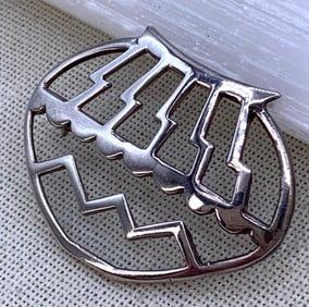 Belinda Woody Navajo Native American Crafted Openwork Sterling Silver Pottery Bowl Brooch