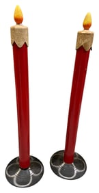 2 Large Mid Century Underwriters Laboratories Christmas Candle Light Up Holiday Decorations