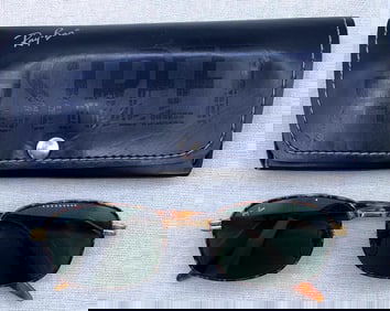 Vintage Faux Tortoise B & L RAY BAN Sidestreet Crosswalk W2190 Gold Frame Sunglasses with Case