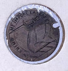 Unusual Antique Victorian Coin Nemo me Impune Lacessit, Scottish Arm & Dagger Watch Fob Charm