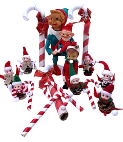 17 Vintage Magical Elf and Candy Cane Christmas Toys and Holiday Decorations