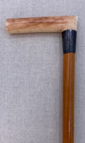 Vintage Sterling Silver, Polished Bone & Wood Swagger Stick, Riding Crop