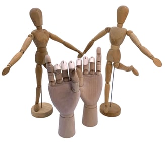 4 pc Articulated Human Anatomy Artist Mannequin Figures & Pair Poseable Jointed Finger Hands