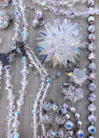 47 pc Mid Century Aurora Borealis, Swarovski Touchstone Crystal, Sparkling Jewelry Collection