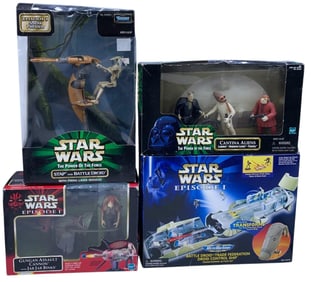 4  NOS Star Wars Sci Fi Intergalactic Battle Droid, Aliens, Action Figures In The Boxes