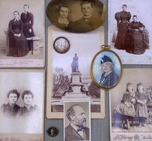 10 pc Antique-Vintage James Garfield, Twins, Cabinet Cards, Photo Pins, Painted & Celluloid Images