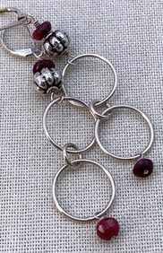 Faceted Ruby & Sterling Silver Luxe Sphere Drop Chandelier Earrings