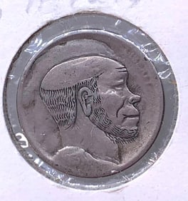 Folk Art 1913 Buffalo Nickel Hobo Etched Antique 5 cent US Coin