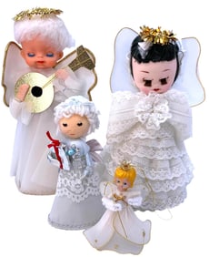 4 pc Mid Century JAPAN & Taiwan Angel Christmas Tree Topper Ornaments
