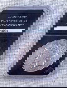 PCS Cased 1935 Peace Silver Dollar San Francisco Mint 1$ US Coin