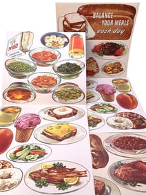 Three 1956 Deadstock Balance Your Meals Nutrition Food Mobile UNUSED Teaching Visual Aid Projects