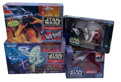4 NOS Star Wars Micro Machines & Sci Fi Intergalactic Action Figures In The Boxes
