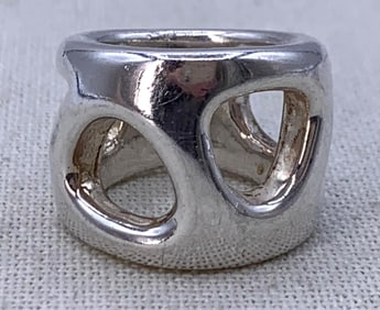 Modernist Sterling Silver Brutalist 925 Statement Ring