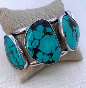 CHARLES ALBERT Fine Sterling Silver Oversize Statement Cuff Southwest Style Bracelet