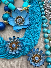 26 pc Vintage Azure Blue Jewelry Collection