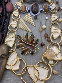 57 pc Vintage Smoky Topaz, Tigers Eye, Sterling, Kunio Matsumoto Earth Toned Jewelry Collection