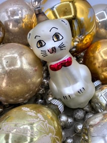 42 Antique to Vintage Mercury Glass Christmas Tree Ornaments & Early Garland