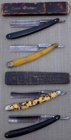 4 pc Antique Barber Shaving Straight Razor Collection