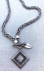 Stunning 65 Gram Sterling Silver LOIS HILL Byzantine Toggle Necklace
