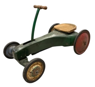 1930s Art Deco Chain Drive Push Pull Metal Speedster Children's Riding Toy