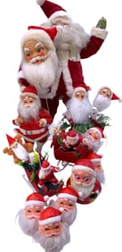15 Mid Century Japan Santa Claus Christmas Decorations, Light Covers & Toy Holiday Collection
