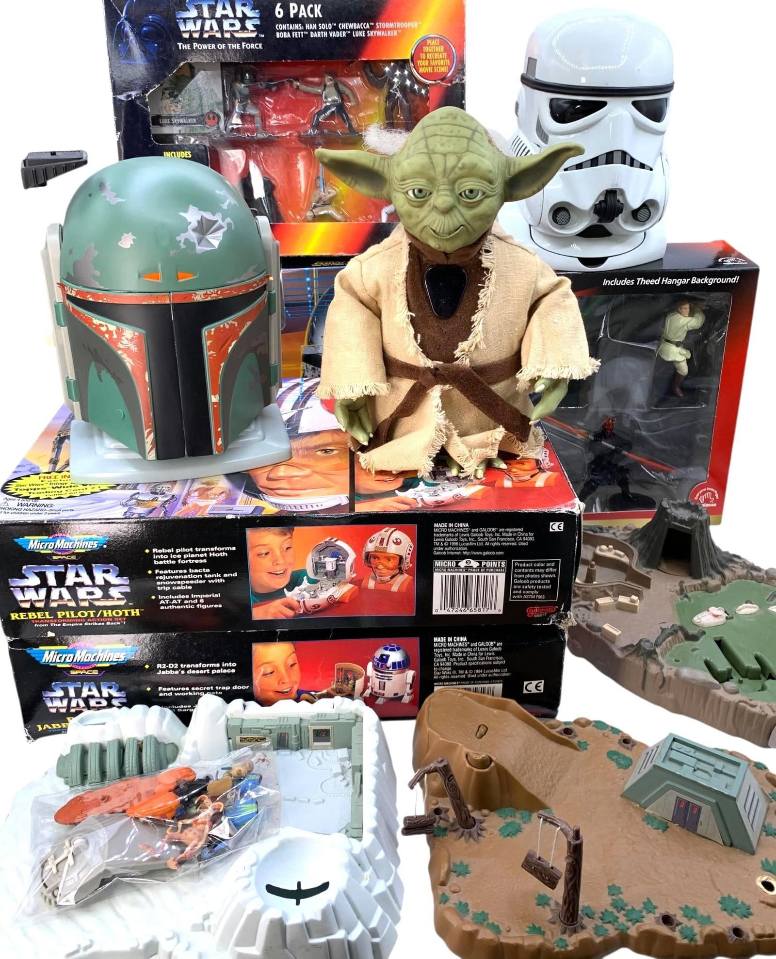 Large Vintage STAR WARS Sci Fi Collectible Toys Collection: Fun variety of toys, some with the boxes, some remain in the factory packaging Unused, pieces shown included.