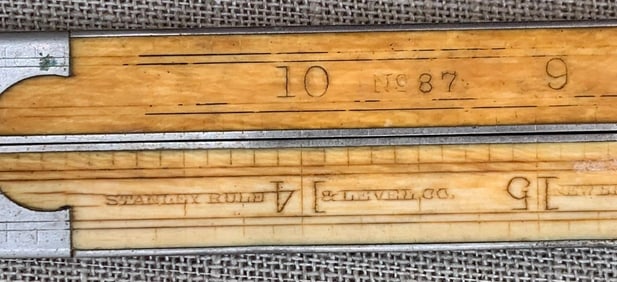 Antique Stanley Rule & Level Co No 87 Natural Material Four Fold 2 Foot Measuring Rule Stick