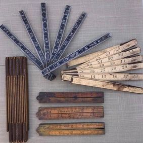 6 Antique Lufkin, Upson Nut Co., Stanley 4 Fold & Zig Zag Folding Measuring Rule Sticks