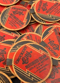 265 Vintage NOS Crockery City Pasteurized Cream Dairy Bottle Caps, East Liverpool Ohio Dairy