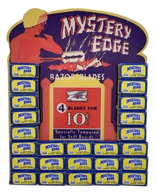 NEW OLD STOCK Vintage Mystery Edge Razor Blade Countertop Advertising Display