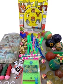 84 pc Vintage Children's Skill Games, Balls & Old Vending Machine Prize Trinkets