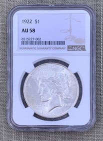 NGC Graded 1922 Silver Peace Dollar Sealed 1$ Coin