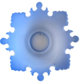 Unusual Antique Satin Cornflower Blue Ombre Overlay Cased White Large Ornate Edge Glass Bowl