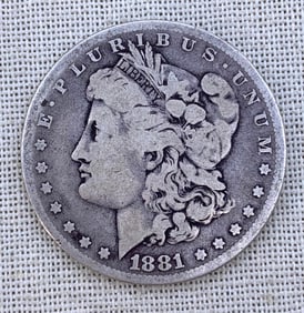 1881 Morgan Silver Dollar US $1 Coin