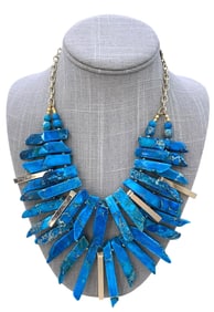 Dramatic Imperial Jasper Double Row Graduated Stick Statement Necklace with Storage Case