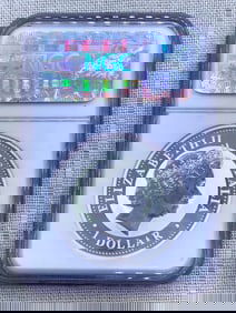 NGC Graded .999 Silver Ounce 2009 P Australian Kookaburra 1 Dollar Coin, Cased