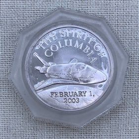 1 Troy Ounce .999 Silver The Spirit of Columbia Space Tribute Coin