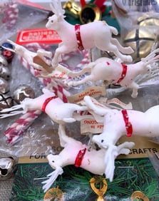 179 pc Vintage Mid Century Jingle Bells, Candy Canes, Hong Kong Reindeer Christmas Decorations