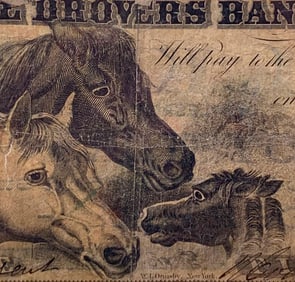 29 Drovers Bank Note,NO CENTS Liberty,Silver Certificate,1/2$ Uncirculated Money, Autographed Bill