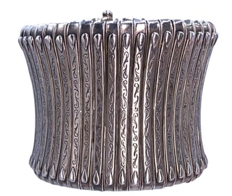 Konstantino 155 Gram Sterling Silver Engraved Panel 925 Tower Cuff Bracelet