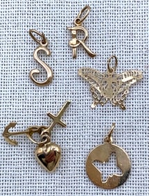 5 pc 14k & 10k Yellow Gold Charms