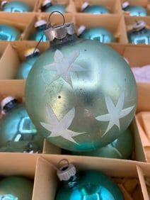 43 Mid Century Aquamarine Mercury Glass Christmas Tree Ornaments