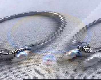 Glorious Freshwater Pearl Stainless Steel Hinged Bangle Bracelet