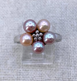 Sterling Silver Champagne and Blush Pink Freshwater Pearl Ring