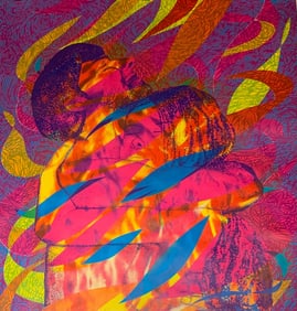 1967 Psychedelic Light My Fire Blacklight Hippie Flower Child Paul Olsen Art Poster