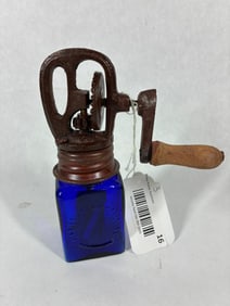 Dazey Churn & Mfg. Co. Cobalt Blue Miniature Hand Crank Churn