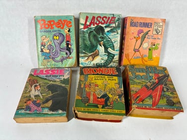 Early Big Little Book Lot of 6 Readers Inc. Classics Like Popeye, Lassie and More