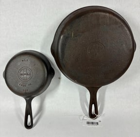 Griswold Small Block Logo Cast Iron No. 3 and No. 8 Skillets