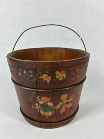 Old Swiss Decorated Wooden Bucket