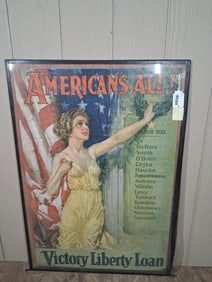 1919 WW1 Americans All In Victory Loan Original Poster